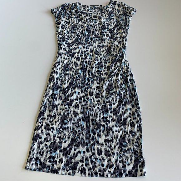 HUGO BOSS Vintage Tortoise Art Large Basic Shift Casual Women Mini Dress Leopard - Picture 2 of 12